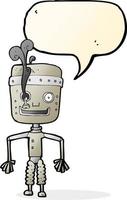 cartoon malfunctioning robot with speech bubble vector