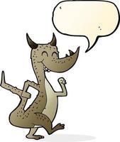 cartoon happy dragon with speech bubble vector