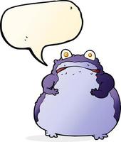 cartoon fat frog with speech bubble vector