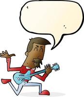 cartoon man playing electric guitar with speech bubble vector