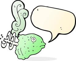 cartoon smelly old fish head with speech bubble vector