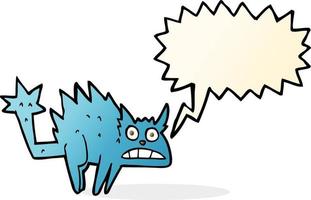 cartoon frightened cat with speech bubble vector