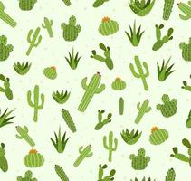 Seamless pattern various types of Cactus plants green nature Trees that live in the desert have thorns around them to protect themselves. vector