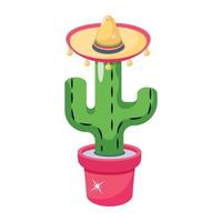 A mexican cactus plant, saguaro cactus flat icon vector