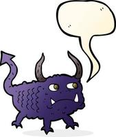 cartoon little demon with speech bubble vector