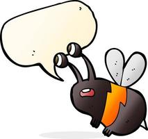 cartoon frightened bee with speech bubble vector