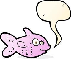 cartoon happy fish with speech bubble vector