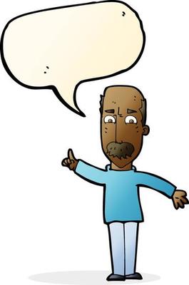 cartoon man issuing stern warning with speech bubble