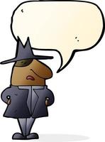 cartoon man in coat and hat with speech bubble vector