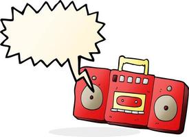 cartoon radio cassette player with speech bubble vector