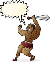 cartoon barbarian hero with speech bubble vector