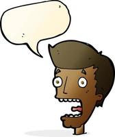 cartoon terrified man with speech bubble vector