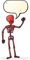 cartoon waving skeleton with speech bubble vector