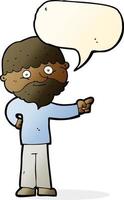 cartoon bearded man pointing with speech bubble vector