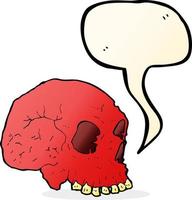 cartoon spooky skull with speech bubble vector