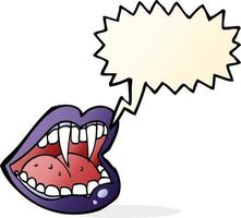 cartoon vampire mouth with speech bubble vector