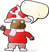 cartoon mushroom man with speech bubble vector