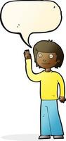 cartoon friendly boy waving with speech bubble vector