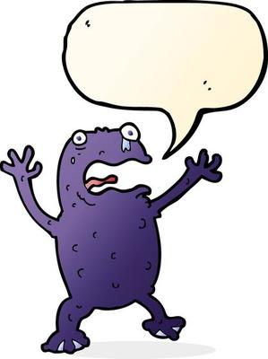 cartoon poisonous frog with speech bubble