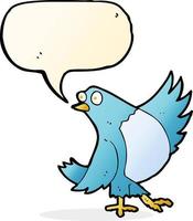 cartoon dancing bluebird with speech bubble vector