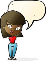 cartoon confused woman with speech bubble vector