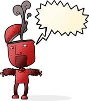 funny cartoon robot with open head with speech bubble vector