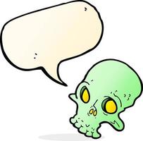 cartoon spooky skull with speech bubble vector