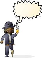 cartoon pirate captain with speech bubble vector