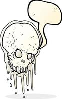 caricatura, miedo, cráneo, con, burbuja del discurso vector