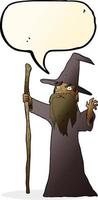 cartoon spooky wizard with speech bubble vector