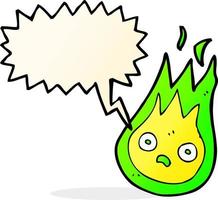 cartoon friendly fireball with speech bubble vector