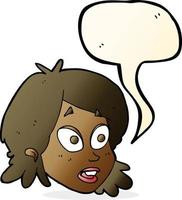 cartoon female face with surprised expression with speech bubble vector