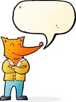 cartoon fox in shirt with speech bubble vector