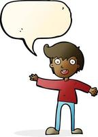 cartoon excited boy with speech bubble vector