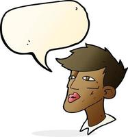 cartoon male model guy with speech bubble vector