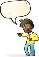 cartoon funny office man pointing with speech bubble vector