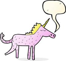 unicornio de dibujos animados con burbujas de discurso vector