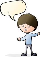 cartoon unhappy boy with speech bubble vector