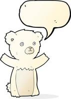 cute cartoon polar bear with speech bubble vector