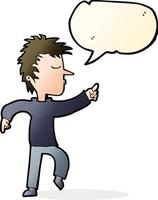 cartoon man pointing with speech bubble vector