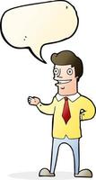 cartoon salesman with speech bubble vector