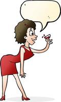 cartoon woman with drink with speech bubble vector