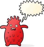 cartoon funny slime monster with speech bubble vector