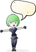 cartoon vampire girl with speech bubble vector
