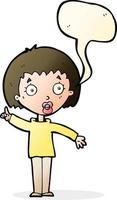 cartoon woman explaining her point with speech bubble vector