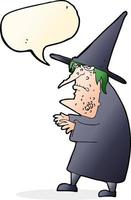 cartoon ugly old witch with speech bubble vector