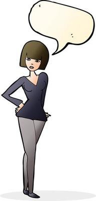cartoon pretty woman with speech bubble