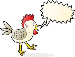 funny cartoon chicken with speech bubble vector