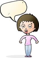 cartoon woman shrugging shoulders with speech bubble vector