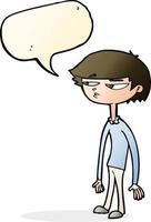 cartoon suspicious boy with speech bubble vector